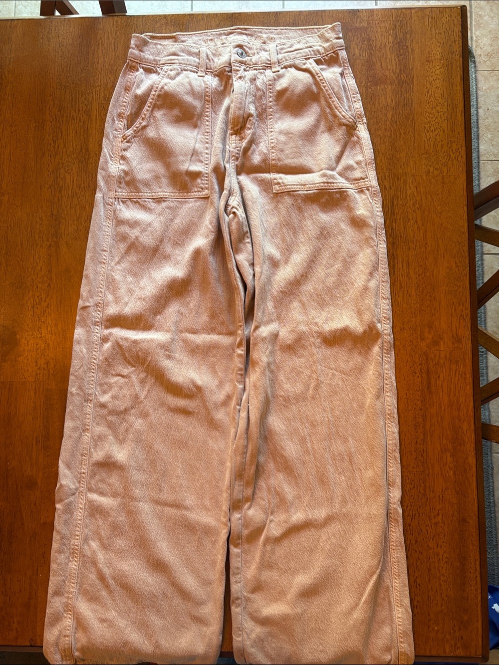 American Eagle Light Blush Wide-Leg Utility Pants